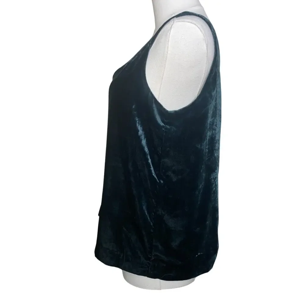 J. Crew Velvet Tank Top Forest Green Sleeveless Sz 4